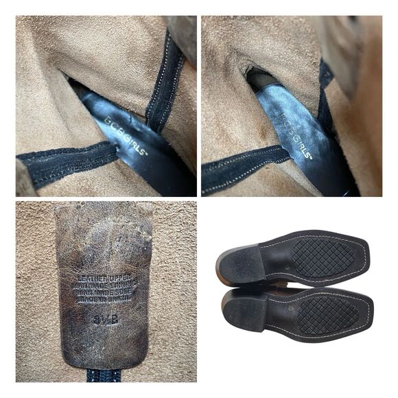 VTG BCBG Brown Leather Women's Sz 8.5 B Harness Western Biker Boots (HF29) - Picture 7 of 9